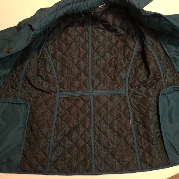 Chico's Jacket Woman XS-SM Green Quilted Snap Button Front Collared Light Fall - Picture 7 of 11